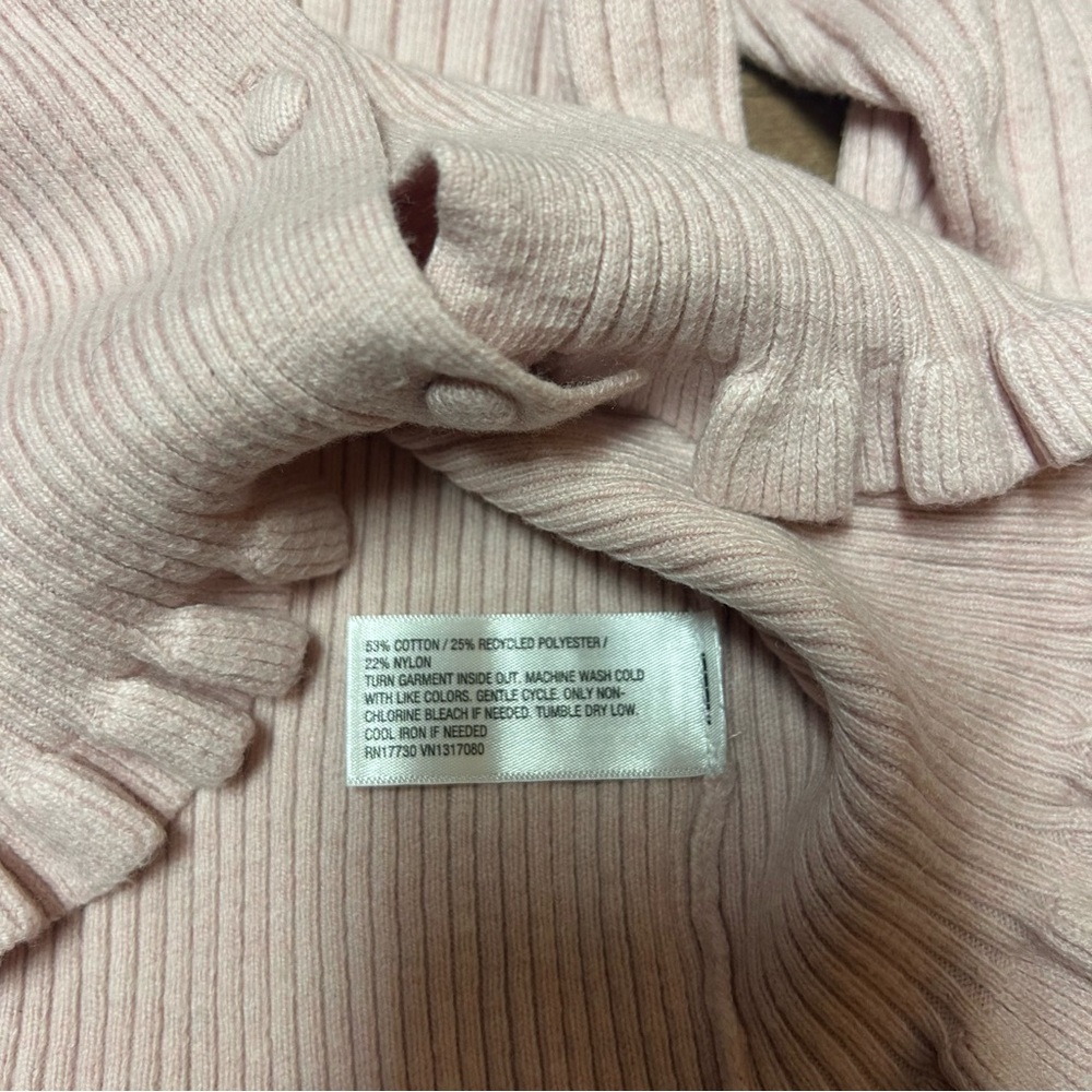 wild fable pastel pink ribbed button up lettuce edge cardigan - Picture 4 of 5